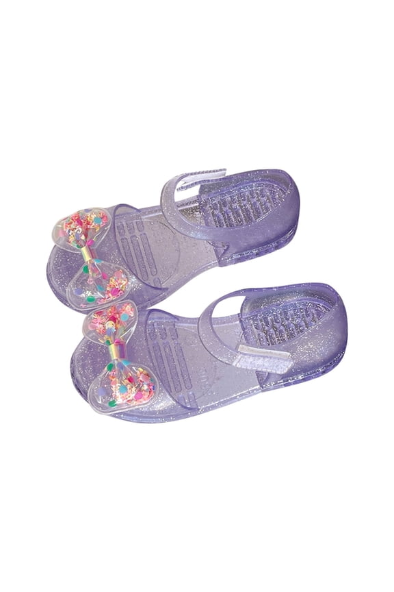 Jelly Sandals for Girls Kids Princess Dress Up Flat Closed Toe Shoes Summer Casual Water Beach Flat Sandals Purple 9-9.5 Years
