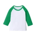 thumbnail image 1 of ZACPNCV Kids 3/4 Sleeve Shirts Summer Crewneck T-Shirts Loose Basic Tops Cotton Blend Tops Green 7-8 Years, 1 of 8