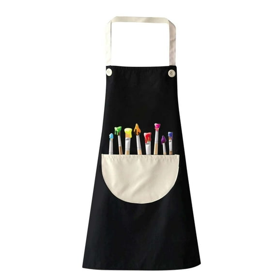 ZACPNCV Kids Apron Adjustable Children Chef Art Smock with Pocket for Girl Boy Activity Black 3-5 Years