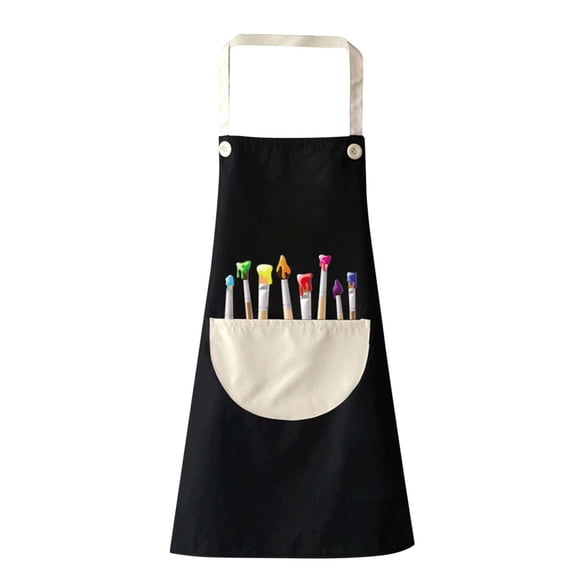 ZACPNCV Kids Apron Adjustable Children Chef Art Smock with Pocket for Girl Boy Activity Black 6-8 Years