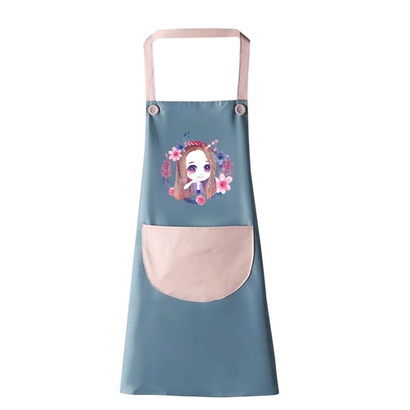 ZACPNCV Kids Apron Adjustable Children Chef Art Smock with Pocket for Girl Boy Activity Blue 3-5 Years
