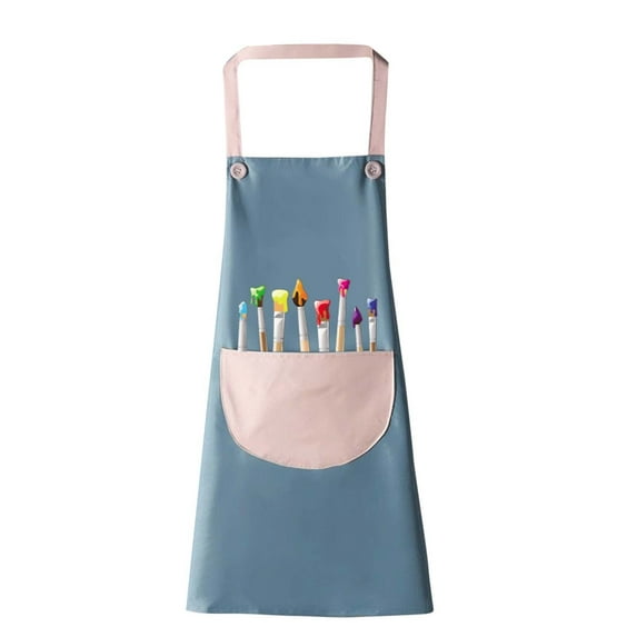 ZACPNCV Kids Apron Adjustable Children Chef Art Smock with Pocket for Girl Boy Activity Blue 9-11 Years