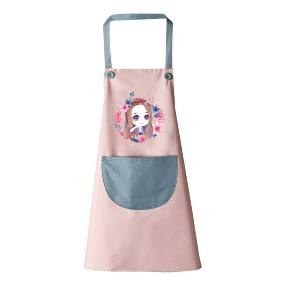 ZACPNCV Kids Apron Adjustable Children Chef Art Smock with Pocket for Girl Boy Activity Pink 3-5 Years