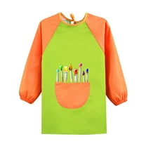 ZACPNCV Kids Art Smock Waterproof Painting Apron Long Sleeves Artist Smocks Green 1-4 Years