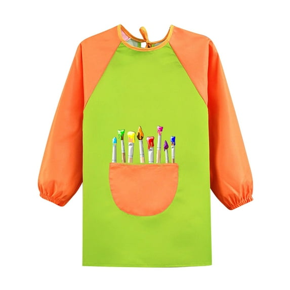 ZACPNCV Kids Art Smock Waterproof Painting Apron Long Sleeves Artist Smocks Green 1-4 Years