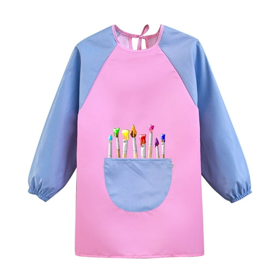 ZACPNCV Kids Art Smock Waterproof Painting Apron Long Sleeves Artist Smocks Purple 1-4 Years