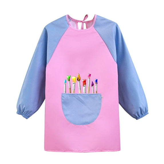 ZACPNCV Kids Art Smock Waterproof Painting Apron Long Sleeves Artist Smocks Purple 6-8 Years