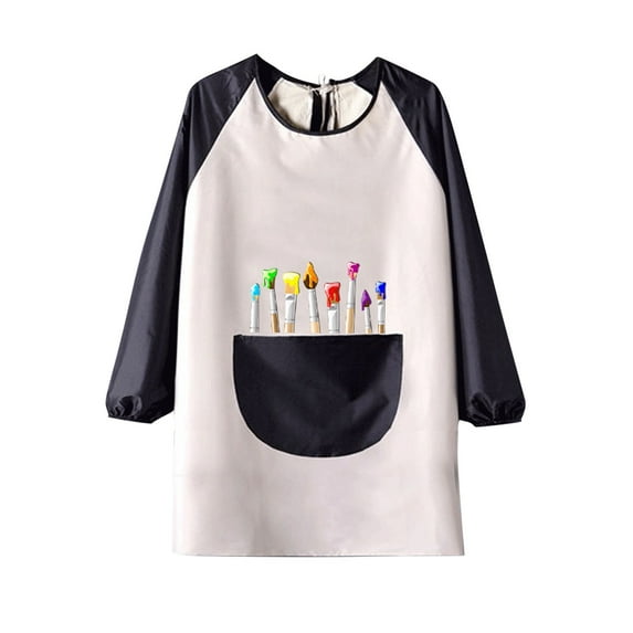 ZACPNCV Kids Art Smock Waterproof Painting Apron Long Sleeves Artist Smocks White 6-8 Years