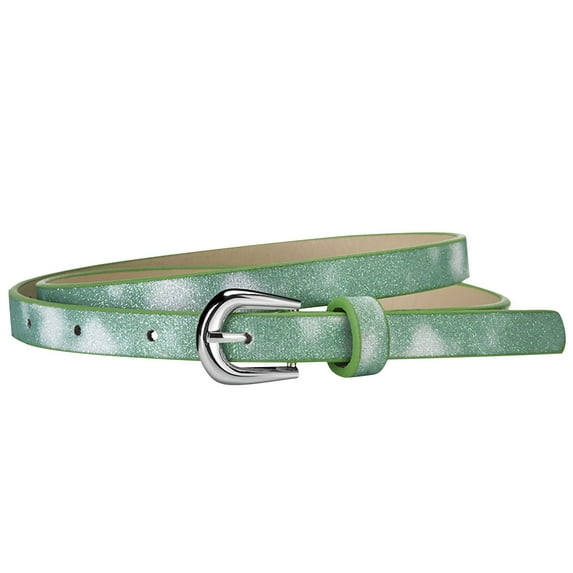 ZACPNCV Kids Belt for Girls Durable PU Leather Belt Metal Buckle Heart Circle Hole Youth Toddler Belt for Uniform Casual Green Free Size