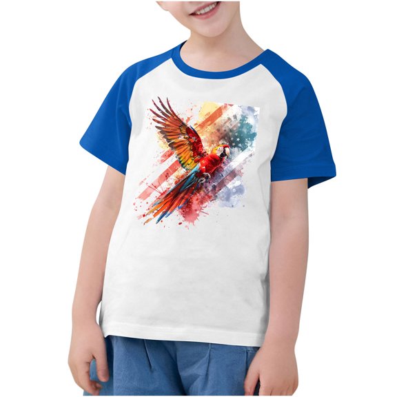 ZACPNCV Kids Boys Flag Shirts 4th of July T-Shirt Toddler Girls Cotton Patriotic Tops Tee Independence Day Clothes Blue 3-4 Years