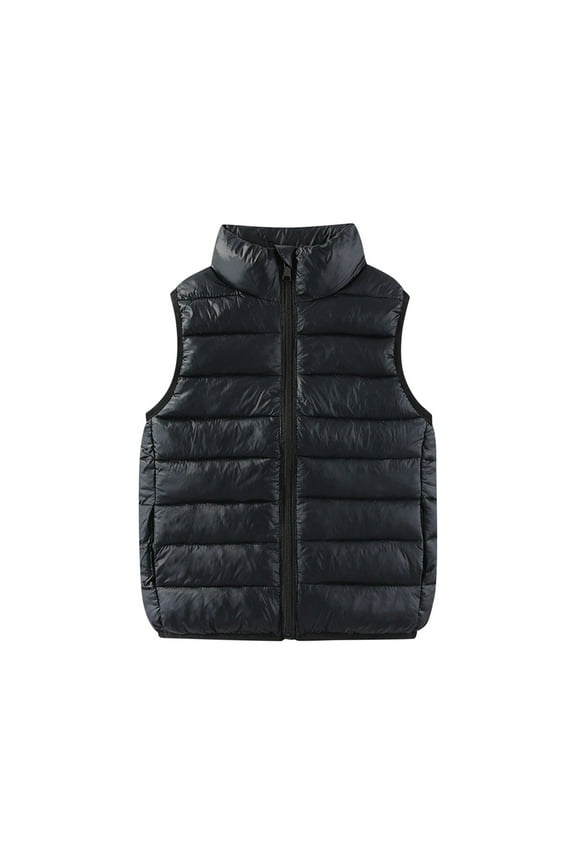 Kids Boys Girls Down Puffer Vest Sleeveless Windproof Packable Warm Winter Vest Black 11-12 Years
