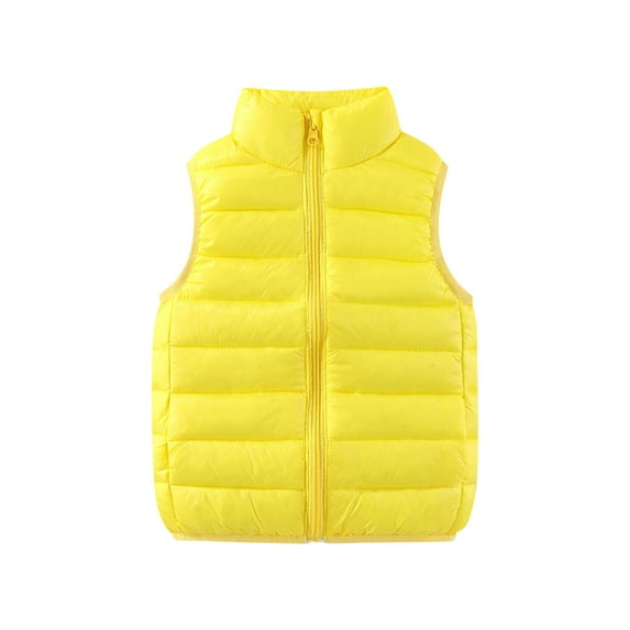 ZACPNCV Kids Boys Girls Down Puffer Vest Sleeveless Windproof Packable Warm Winter Vest Yellow 11-12 Years