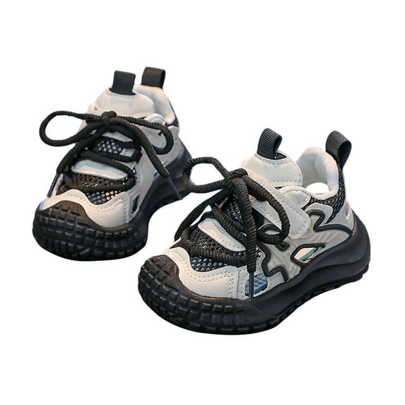 ZACPNCV Kids Boys Girls Sneakers Walking Shoes Breathable Athletic Sport Running Tennis Shoes Black 2-2.5 Years