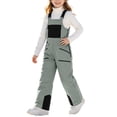 thumbnail image 1 of ZACPNCV Kids Boys Girls Snow Bib Overalls Pants Windproof Waterproof Ski Pants Adjustable Suspender Snowboarding Pants Thermal Winter Snow Suit Trousers with Multi-Zip Pockets 4-5Years Olive Green, 1 of 9