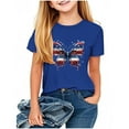 thumbnail image 1 of ZACPNCV Kids Boys Girls USA Letter Print Tees Short Sleeve Crewneck Holiday Tops Patriotic Graphic Shirts Loose Independence Day Clothes Blue 9-10 Years, 1 of 5