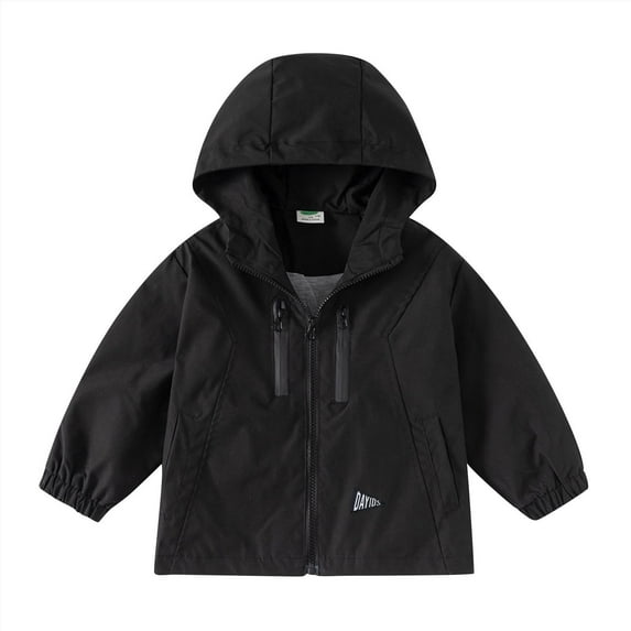 ZACPNCV Kids Boys Windbreaker Jacket Boys Zip Up Hoodie Coat Fall Jackets Black 9-10 Years