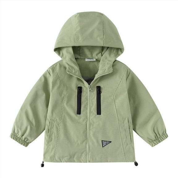 ZACPNCV Kids Boys Windbreaker Jacket Boys Zip Up Hoodie Coat Fall Jackets Olive Green 2-3 Years