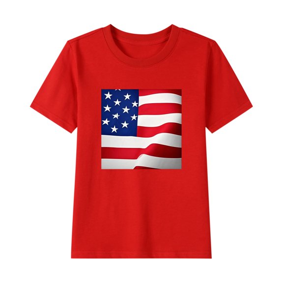 ZACPNCV Kids Flag Shirts USA Flag Stars Stripes Graphic Blouse Patriotic Shirt 4th of July T Shirt Summer Tops Tee Red 11-12 Years