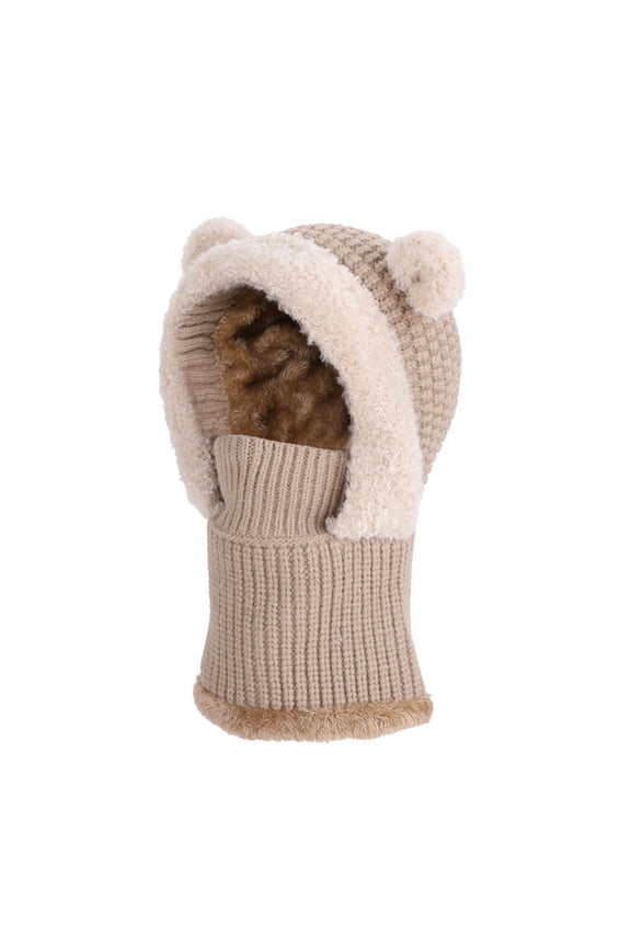 Kids Fleece Balaclava Ski Mask Face Mask Neck Warmer for Boys Girls Windproof Face Cover for Cold Weather Skiing Cycling Khaki 6-13 Years