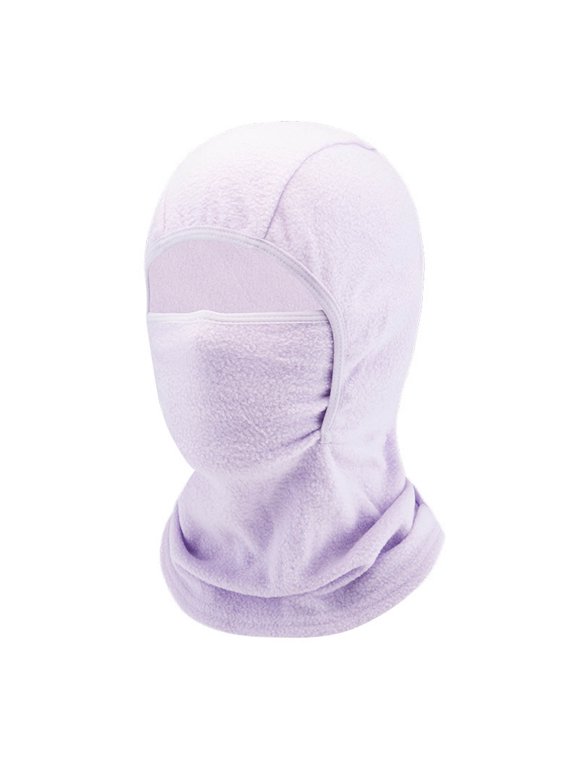 Kids Fleece Balaclava Ski Mask Face Mask Neck Warmer for Boys Girls Windproof Face Cover for Cold Weather Skiing Cycling Purple 5-12 Years