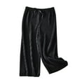 thumbnail image 1 of ZACPNCV Kids Girls Solid Wide Leg Pants Stretchy Teen Loose Pants Straight High Elastic Waist Trousers Long Pants Clothes Black 10-11 Years, 1 of 4