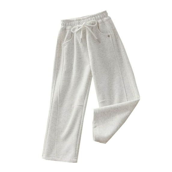 ZACPNCV Kids Girls Solid Wide Leg Pants Stretchy Teen Loose Pants Straight High Elastic Waist Trousers Long Pants Clothes Gray 16-17 Years