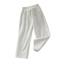 ZACPNCV Kids Girls Solid Wide Leg Pants Stretchy Teen Loose Pants Straight High Elastic Waist Trousers Long Pants Clothes Gray 6-7 Years