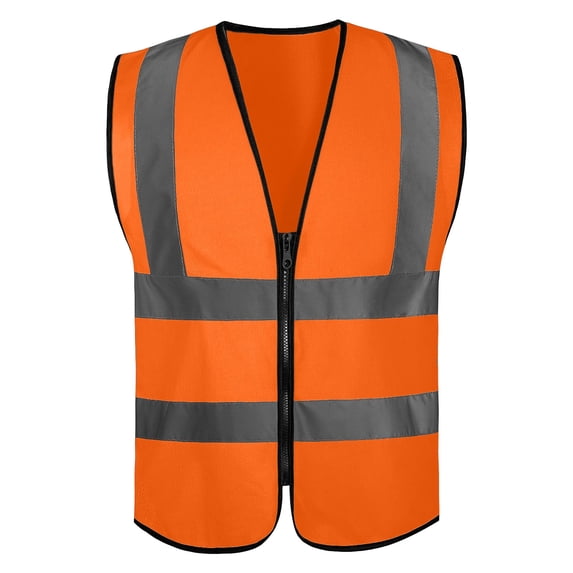 ZACPNCV Kids High Visibility Reflective Safety Vest 4 Reflective Strips Zipper Front Lightweight Outdoor Work Vest for Night Walking,Cycling,School Trips Orange
