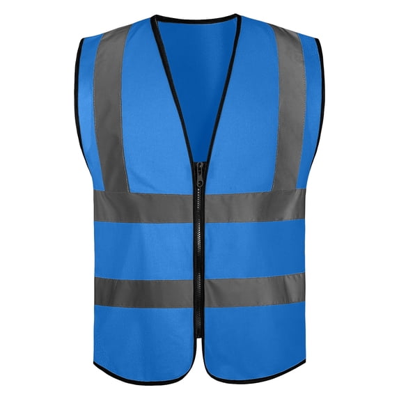 ZACPNCV Kids High Visibility Reflective Safety Vest 4 Reflective Strips Zipper Front Lightweight Outdoor Work Vest for Night Walking,Cycling,School Trips Blue