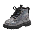 thumbnail image 1 of ZACPNCV Kids Hiking Short Boots Outdoor Lace-up Comfortable Non Slip Ankle Boots with Side Zipper Black, 1 of 6