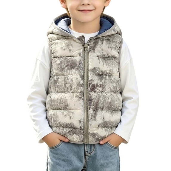 ZACPNCV Kids Hooded Puffer Vest Boys Girls Quilted Padded Sleeveless Winter Waistcoat Lightweight Zip Up Warm Thicken Outerwear,A-Multicolor