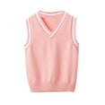 thumbnail image 1 of ZACPNCV Kids Knitted Sweater Vest Girls Uniform School Wear Casual Daily Waistcoat Warm Jacket Playwear Pink 11-12 Years, 1 of 7