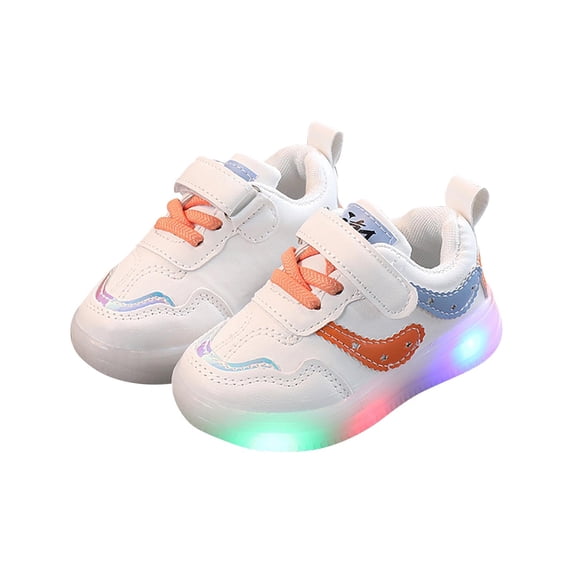 ZACPNCV Kids Light Up Shoes Baby Toddler Flash Sneakers with Luminous Sole for Boys Girls Gift for Birthday Christmas Day Orange 2-2.5 Years