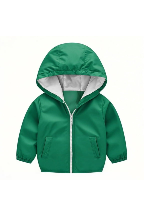 Kids Outdoor Active Softshell Trenchcoats Trendy Zipper-Up Windbreaker Hoodie Jackets Versatile Hiking Coats Green 12-18 Months