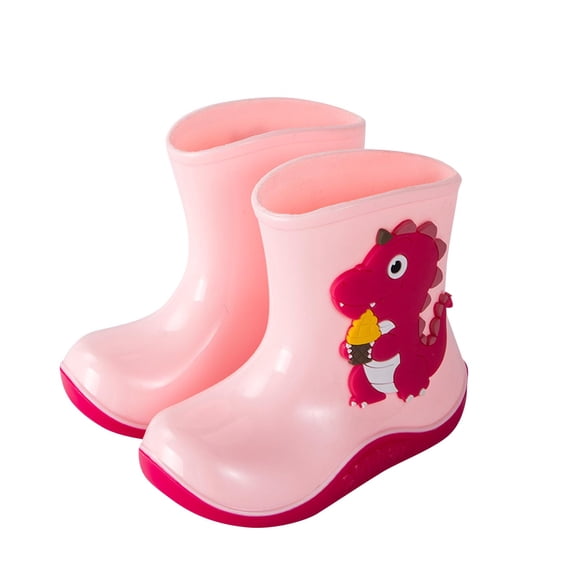 ZACPNCV Kids Rain Shoes Cartoon Dinosaur Printed Rain Shoes Outdoor Slip Boots Non Slip Rain PVC Girls Boys Toddler Boots Pink 7-8 Years
