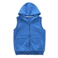 thumbnail image 1 of ZACPNCV Kids Sleeveless Slim Fit Hoodie Vest Solid Casual Zipper Sweat Jacket with Pockets ﻿ Blue 11-12 Years, 1 of 8