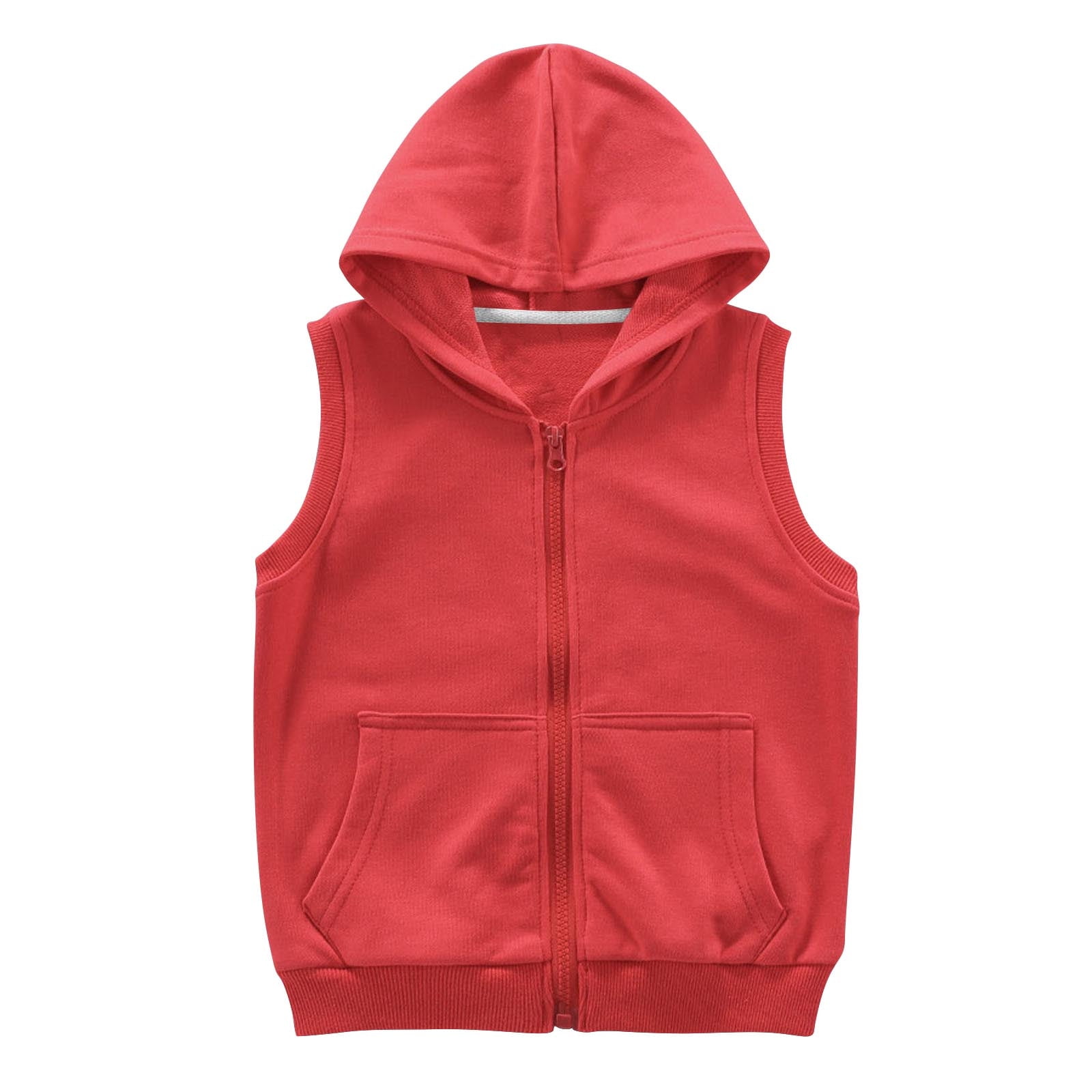 ZACPNCV Kids Sleeveless Slim Fit Hoodie Vest Solid Casual Zipper - Main Image