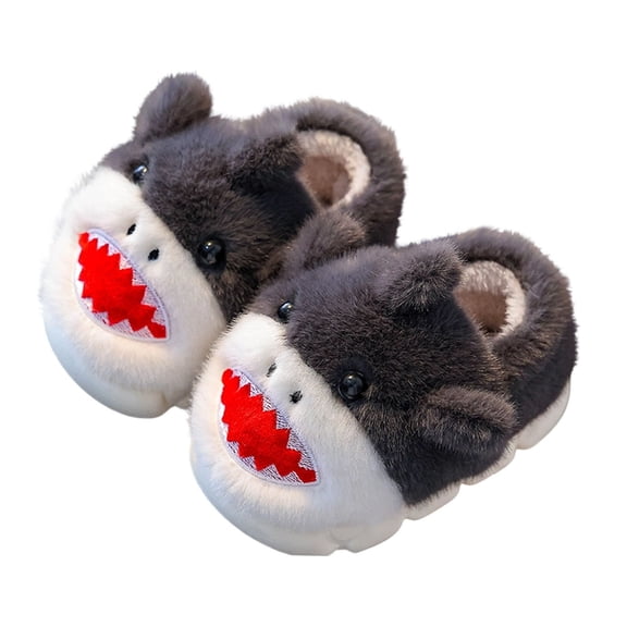 ZACPNCV Kids Slippers Girls Boys Winter Warm Fuzzy House Slippers Toddler Non-Slip Plush Lined Soft Indoor Outdoor Home Shoes Gray