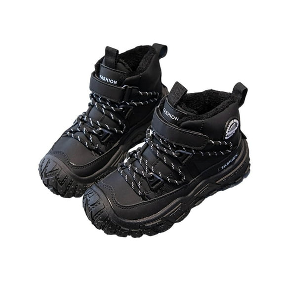 ZACPNCV Kids Sneakers for Boys Lightweight Non-Slip Running Shoes with Hook Loop Strap Breathable Cushioned School Sports Basketball Tennis Shoes Black