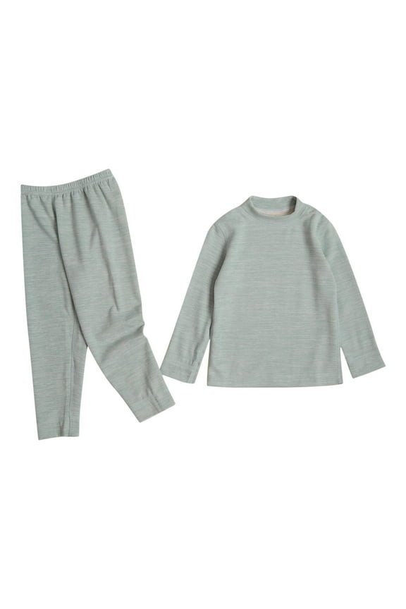 Kids Thermal Underwear Set Toddler Winter Base Layer Long Johns for Little Boys Girls Green 1-2 Years