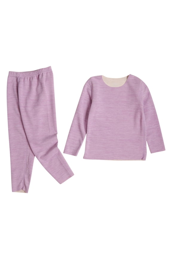 Kids Thermal Underwear Set Toddler Winter Base Layer Long Johns for Little Boys Girls Purple 1-2 Years