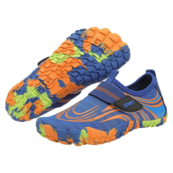 ZACPNCV Kids Toddler Water Shoes Barefoot Quick-Dry Aqua Socks for Boys Girls Baby with Non-Slip Rubber Sole Blue 6-7 Years