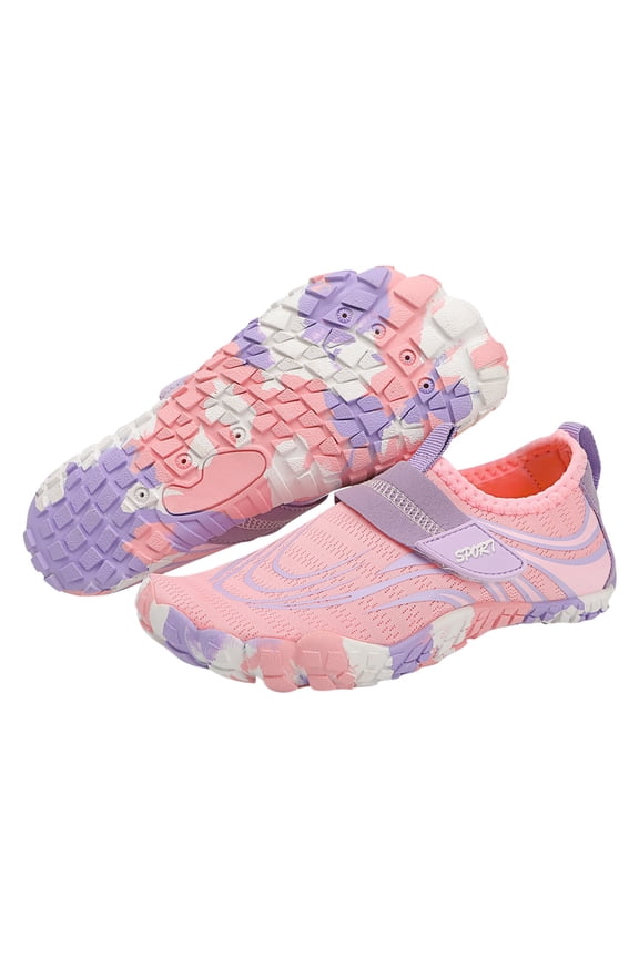 Kids Toddler Water Shoes Barefoot Quick-Dry Aqua Socks for Boys Girls Baby with Non-Slip Rubber Sole Pink 6-7 Years