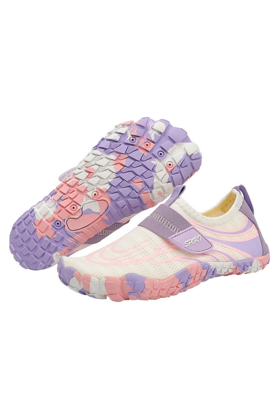 Kids Toddler Water Shoes Barefoot Quick-Dry Aqua Socks for Boys Girls Baby with Non-Slip Rubber Sole Purple 11-12 Years