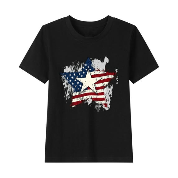 ZACPNCV Kids USA Shirt for Boys Girls 4th of July Shirts Flag Tshirt Patriotic Top Independence Day Outfit Black 2-3 Years