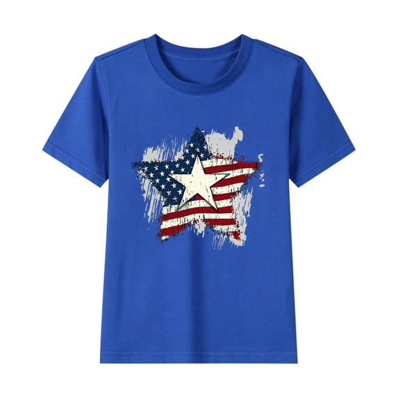 ZACPNCV Kids USA Shirt for Boys Girls 4th of July Shirts Flag Tshirt Patriotic Top Independence Day Outfit Blue 9-10 Years