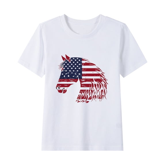 ZACPNCV Kids USA Shirt for Boys Girls 4th of July Shirts Flag Tshirt Patriotic Top Independence Day Outfit White 3-4 Years