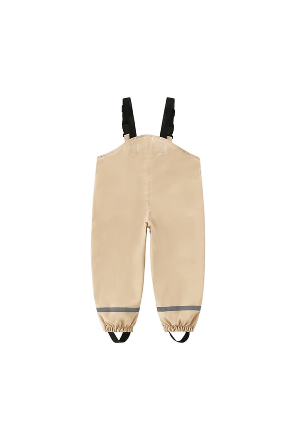 Kids Waterproof Rain Pants with Suspenders Toddler Boys Girls Windbreaker Mud Pants Outerwear Bib Girls Bottoms Khaki 4-5 Years