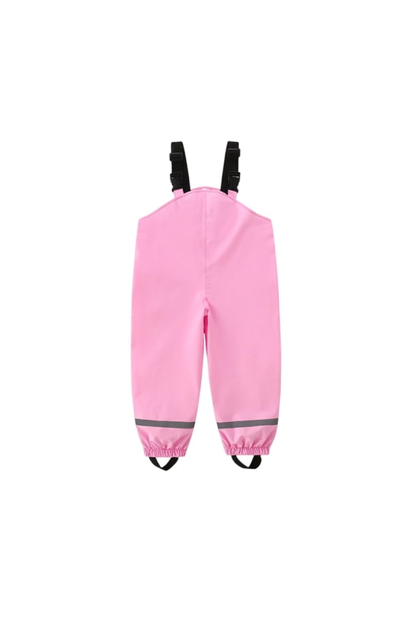 Kids Waterproof Rain Pants with Suspenders Toddler Boys Girls Windbreaker Mud Pants Outerwear Bib Girls Bottoms Pink 7-8 Years