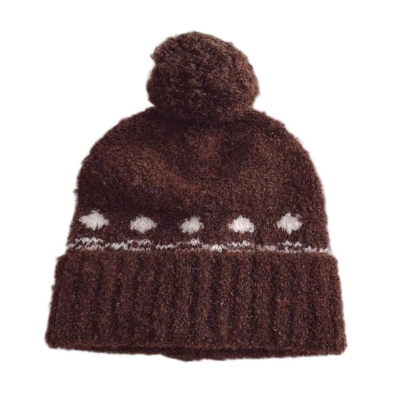 ZACPNCV Kids Winter Beanie Hat Boys Warm Knitted Fleece Lined Woollen Ski Pompom Hat for Girls Coffee Free Size